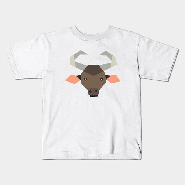 Geometric trendy flat style buffalo design Kids T-Shirt by Rohan Dahotre